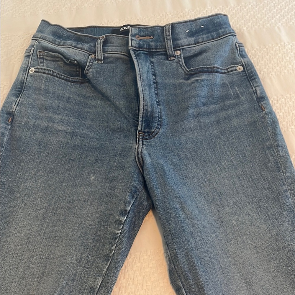 Blue Denim Jeans cropped flare